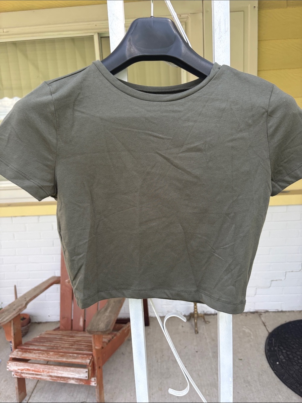 wild fable Olive Cropped Crew Tee